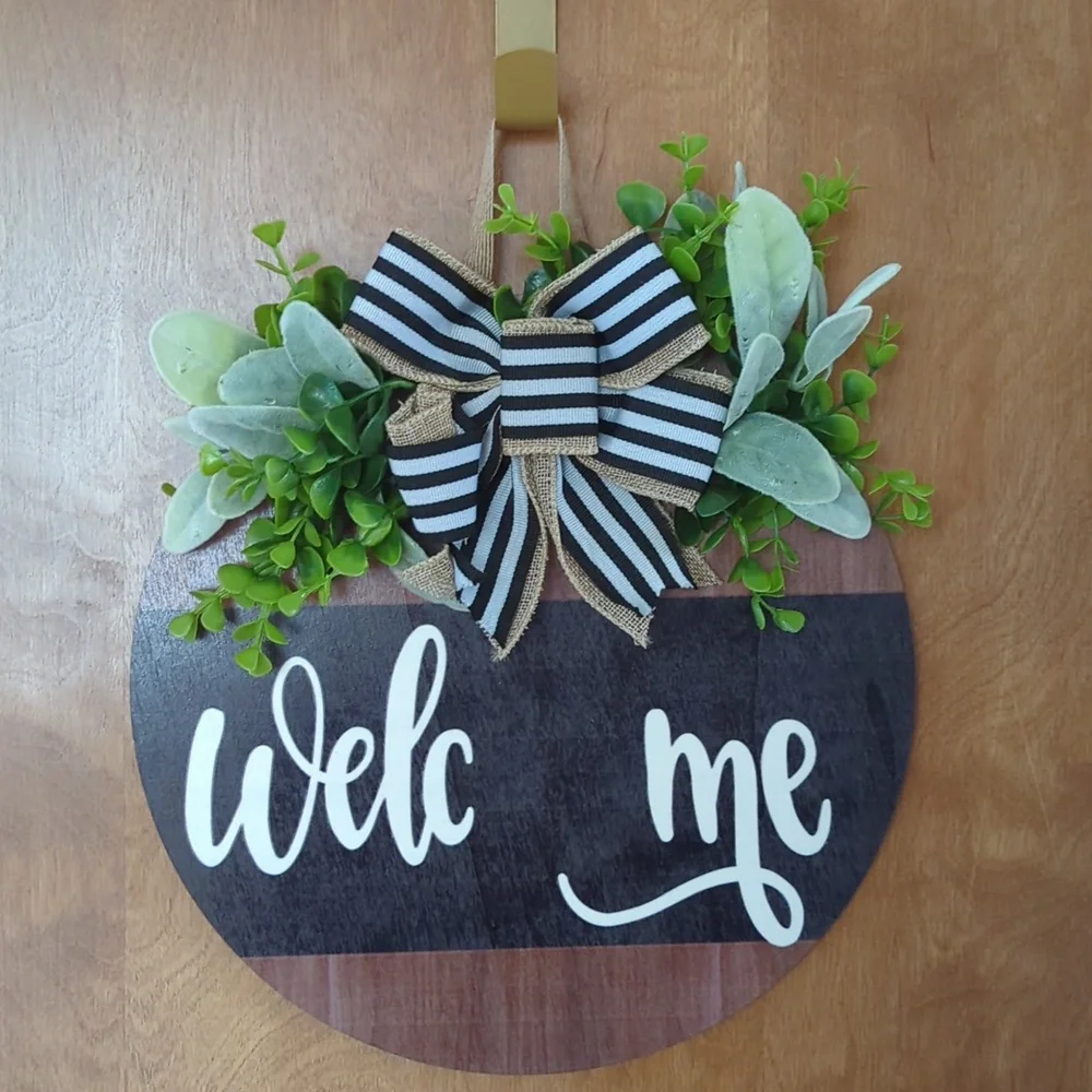 Welcome Sign Wreath for Front Door with Seasonal Designs 12